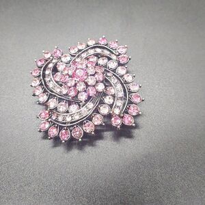 Elegant Pink and Silver Brooch